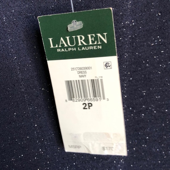 NWT! Ralph Lauren Mikey Metallic Petite Dress 2P Blue - Picture 4 of 5